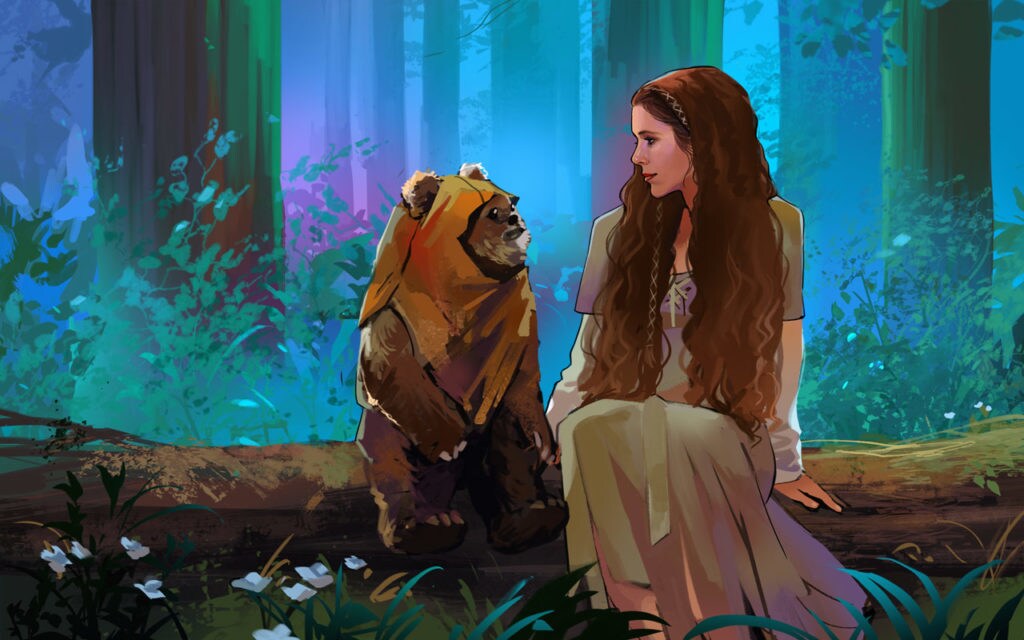 Leia and Wicket illustration from Star Wars: Women of the Galaxy.