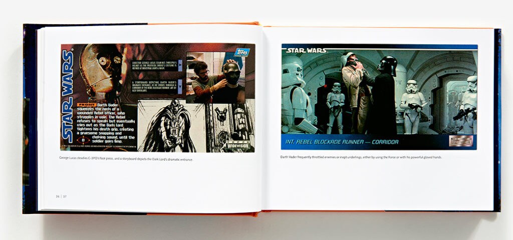 Pages from the Star Wars Widevision book depict C-3PO and Darth Vader.