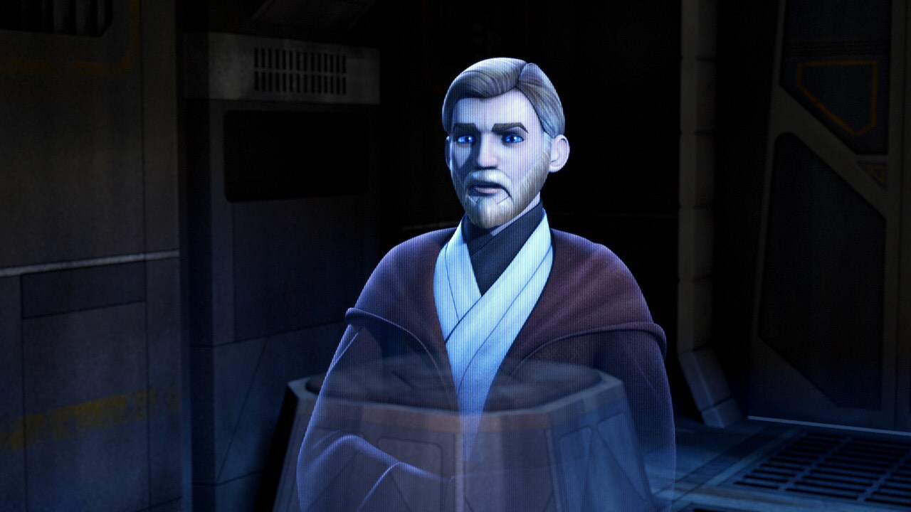 A hologram of Obi-Wan Kenobi in Star Wars Rebels.