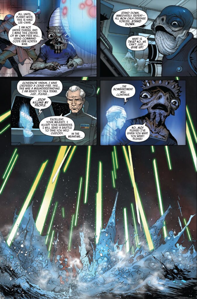 Five panels of artwork from the Star Wars Darth Vader #17 Marvel comic book.