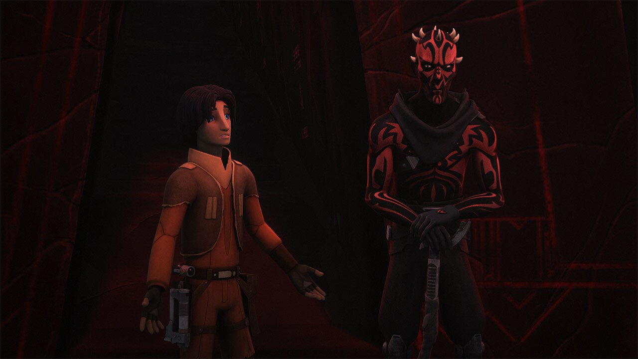 Ezra and Maul talk in Star Wars Rebels.