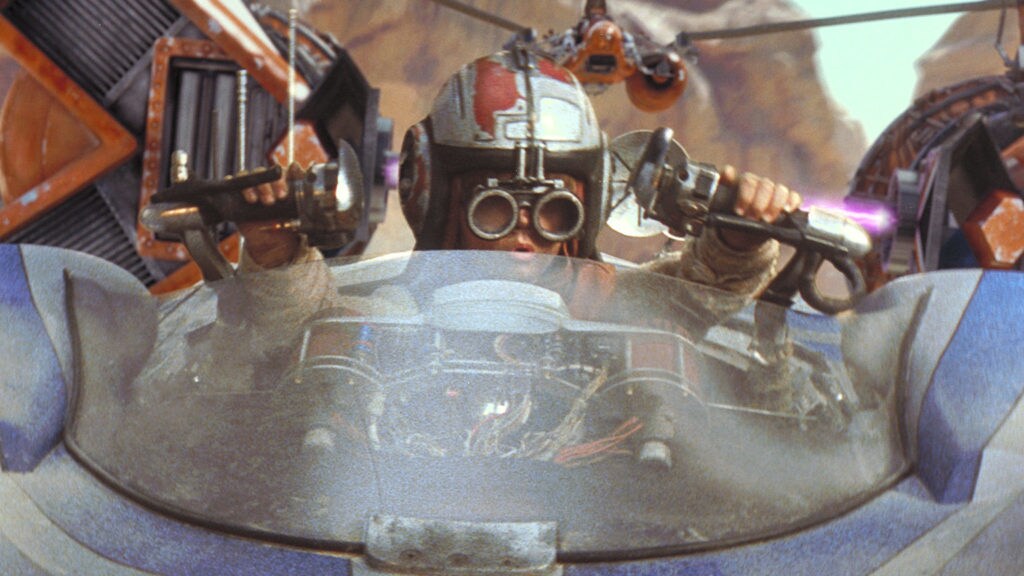 Young Anakin flies his podracer in The Phantom Menace.