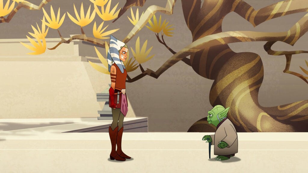 Yoda speaks to Ahsoka Tano in Star Wars Forces of Destiny.