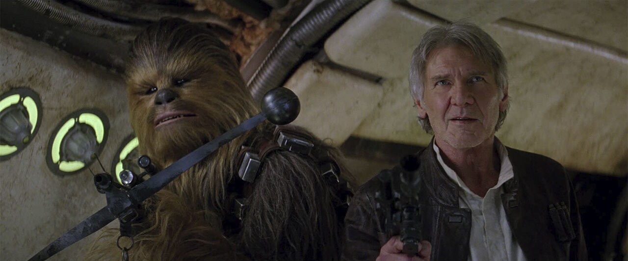 Chewie and Han in The Force Awakens