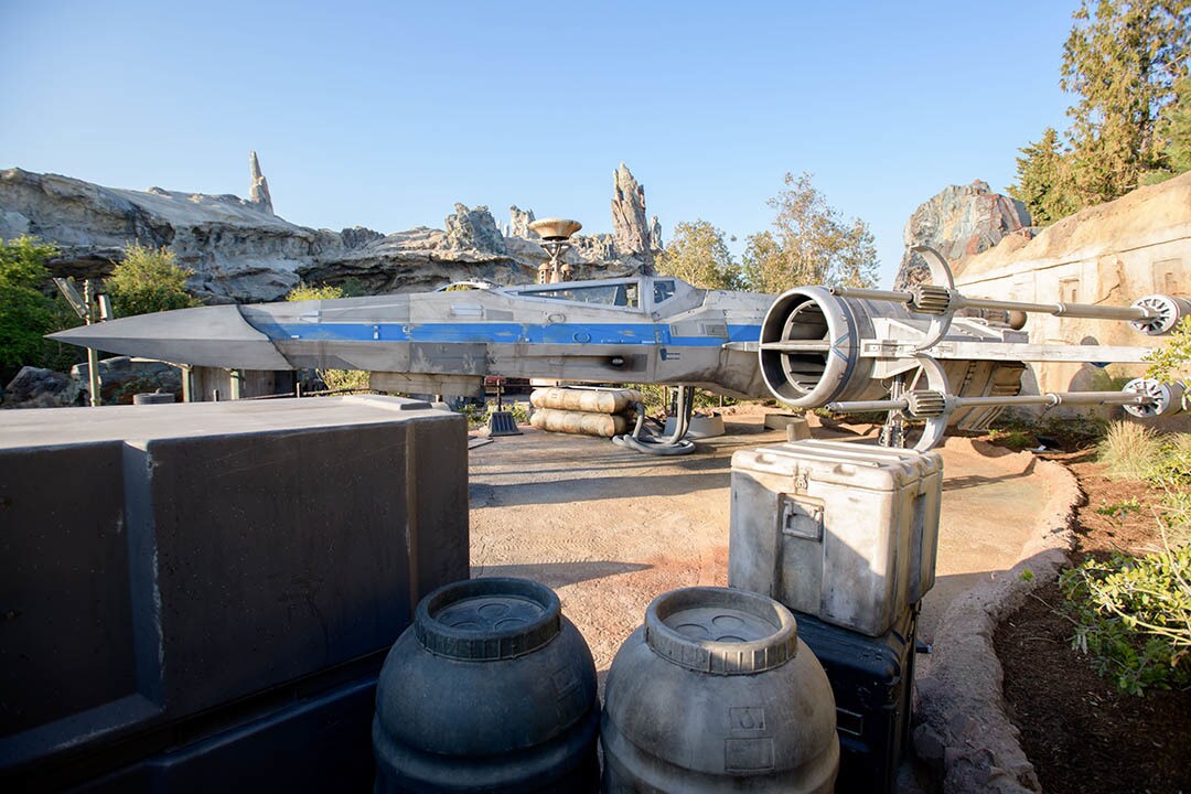 An X-wing sits at the Resistance Mobile Command Post. (Richard Harbaugh/Disney Parks)