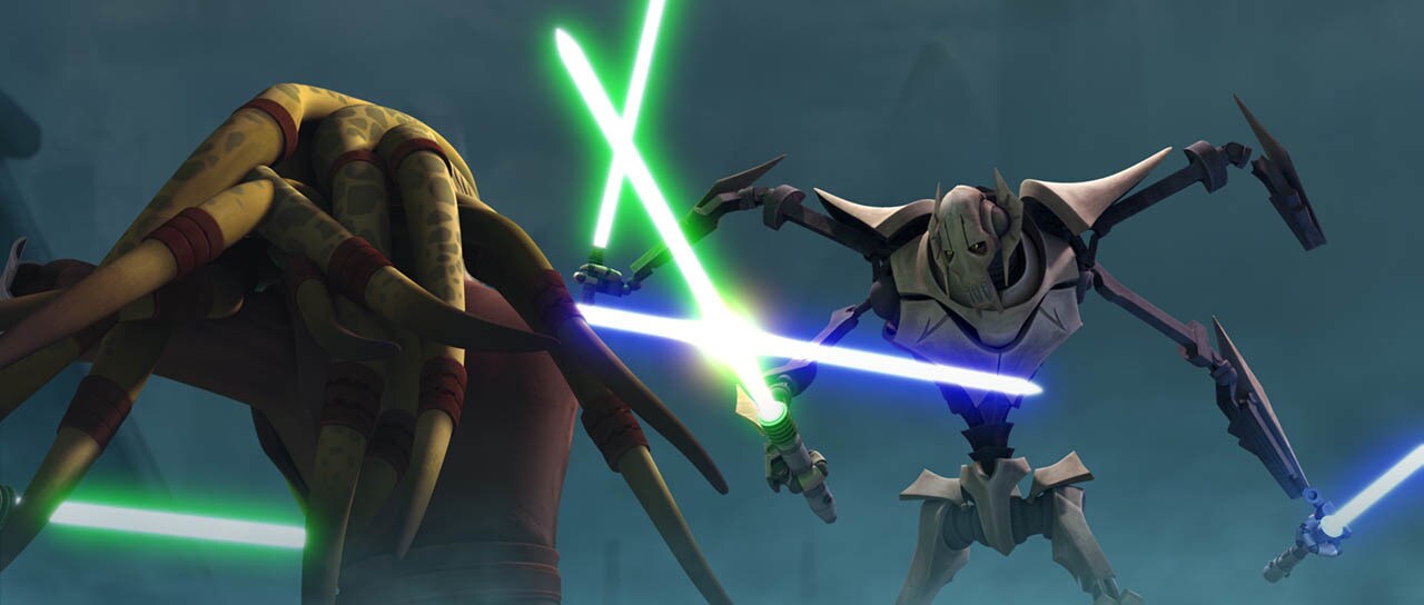 Kit Fisto battles General Grievous in "Lair of Grievous."