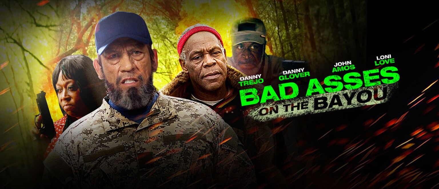 Image of Danny Trejo, Danny Glover, John Amos, and Loni Love from the movie "Bad Asses on the Bayou"
