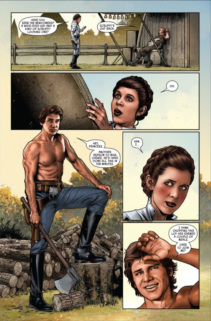 Han (sans shirt) and Leia in Star Wars #57.