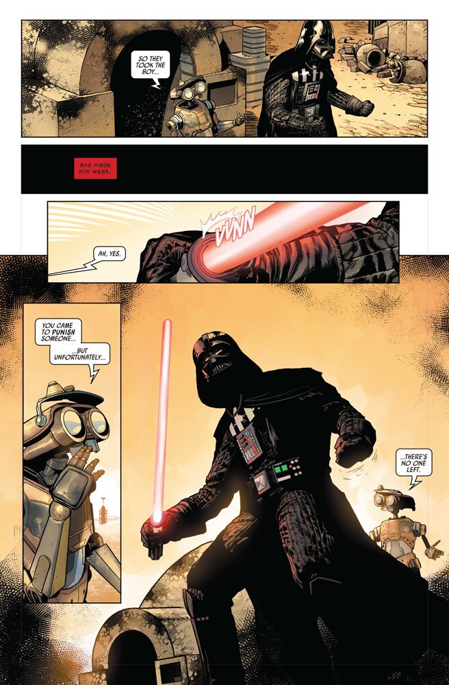 Marvel's Darth Vader #1 - Vader angrily exits the Lars homestead