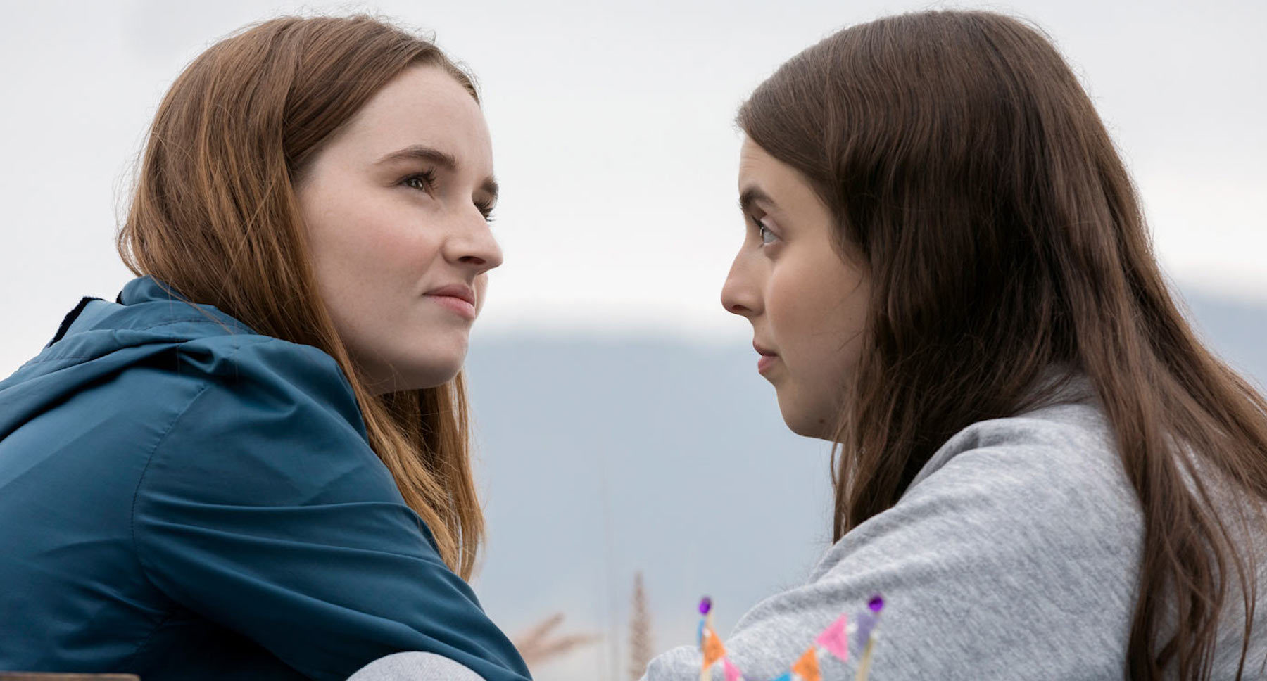 Actors Kaitlyn Dever (as Amy) and Beanie Feldstein	(as Molly) in the movie "Booksmart"