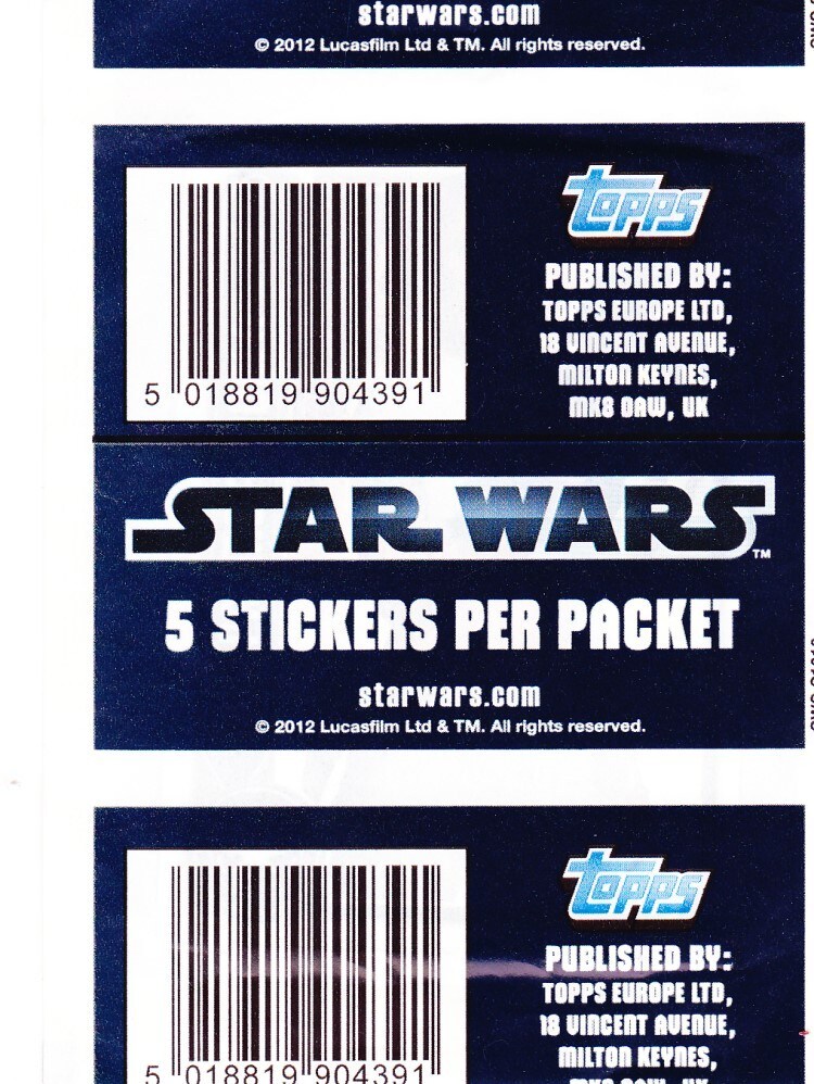 Star Wars saga sticker album - back page