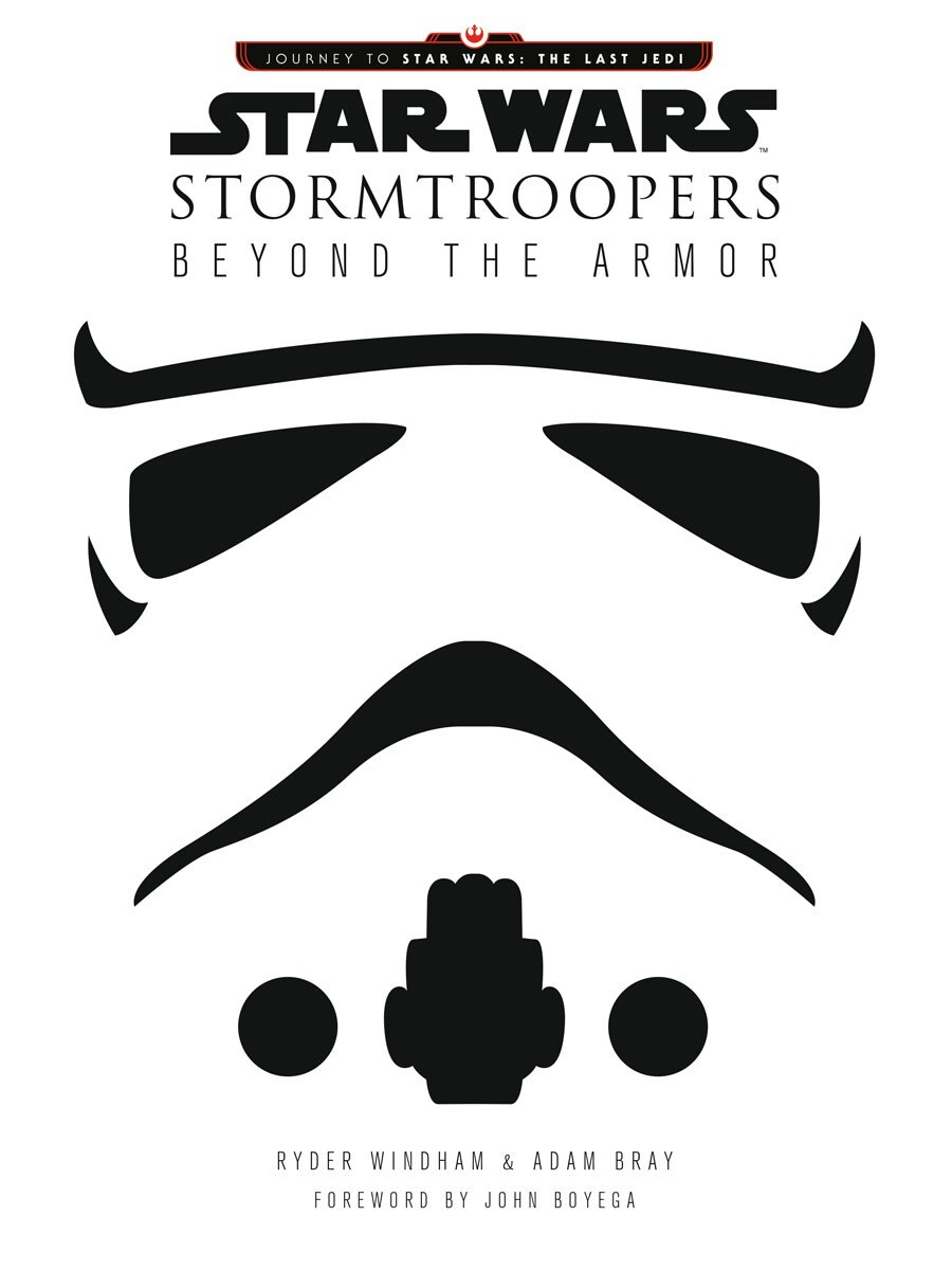 The cover of the book Star Wars: Stormtroopers: Beyond the Armor features the outline of a stormtrooper helmet.