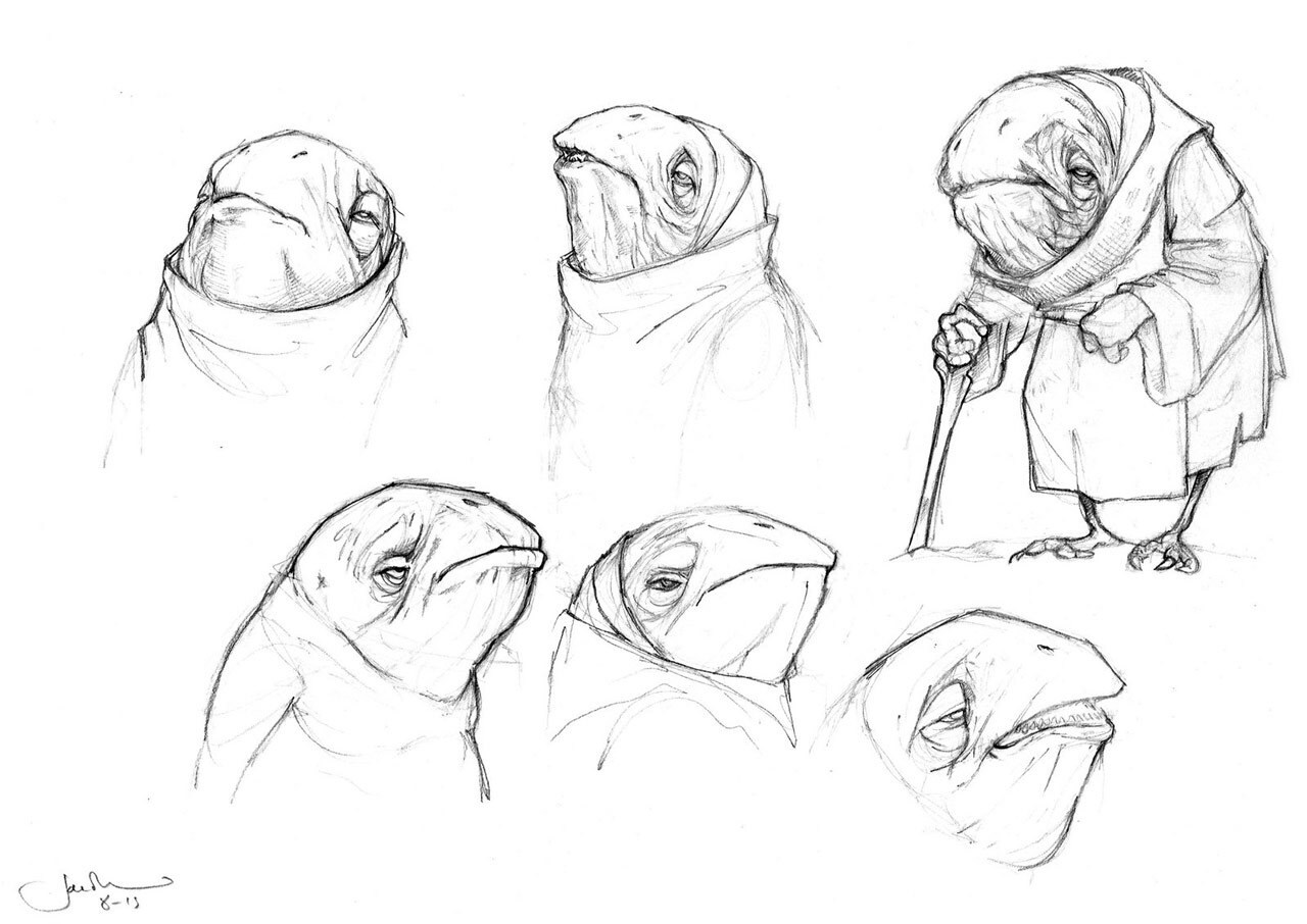 Concept sketches of Caretakers for The Last Jedi.