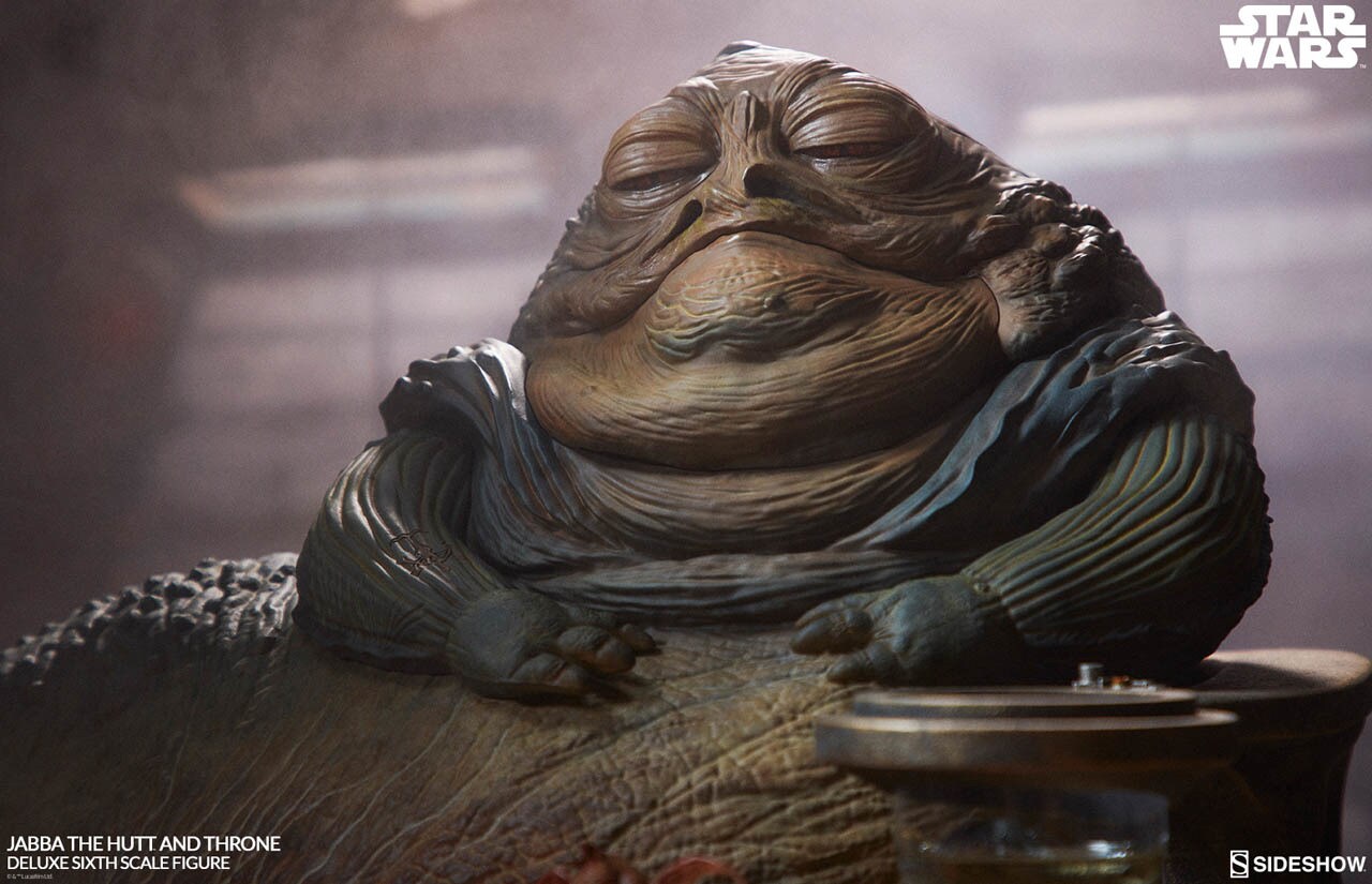A Jabba the Hutt and Throne Deluxe Sixth Scale Figure set from Sideshow Collectibles.