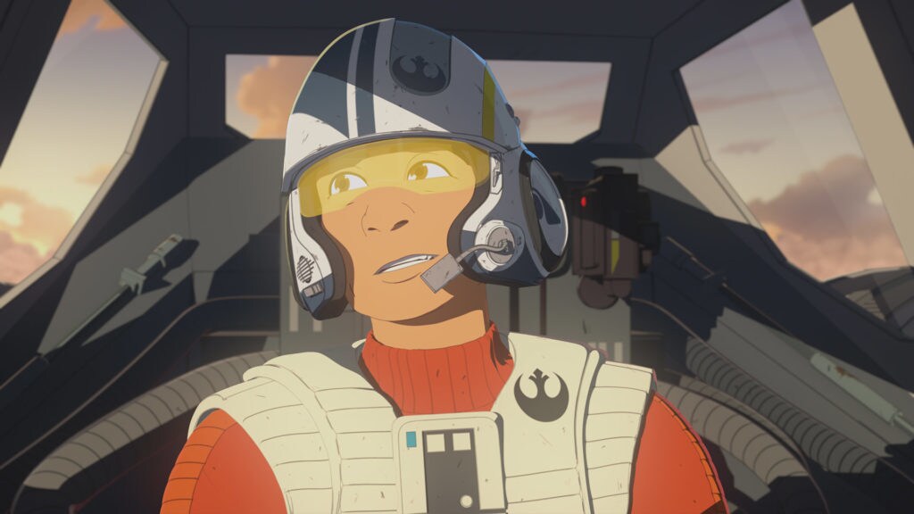 Poe Dameron in his X-wing cockpit in Star Wars Resistance.