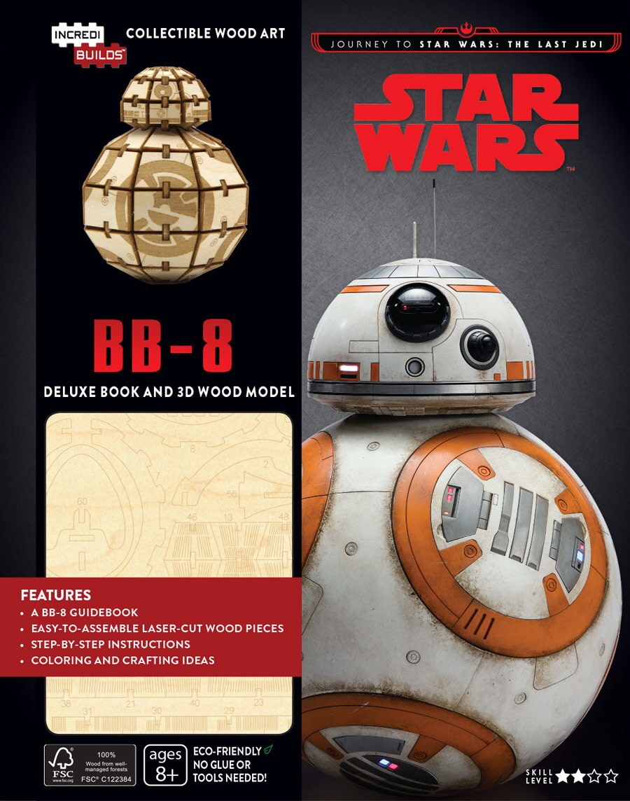 A book and kit to build a wood model of BB-8.