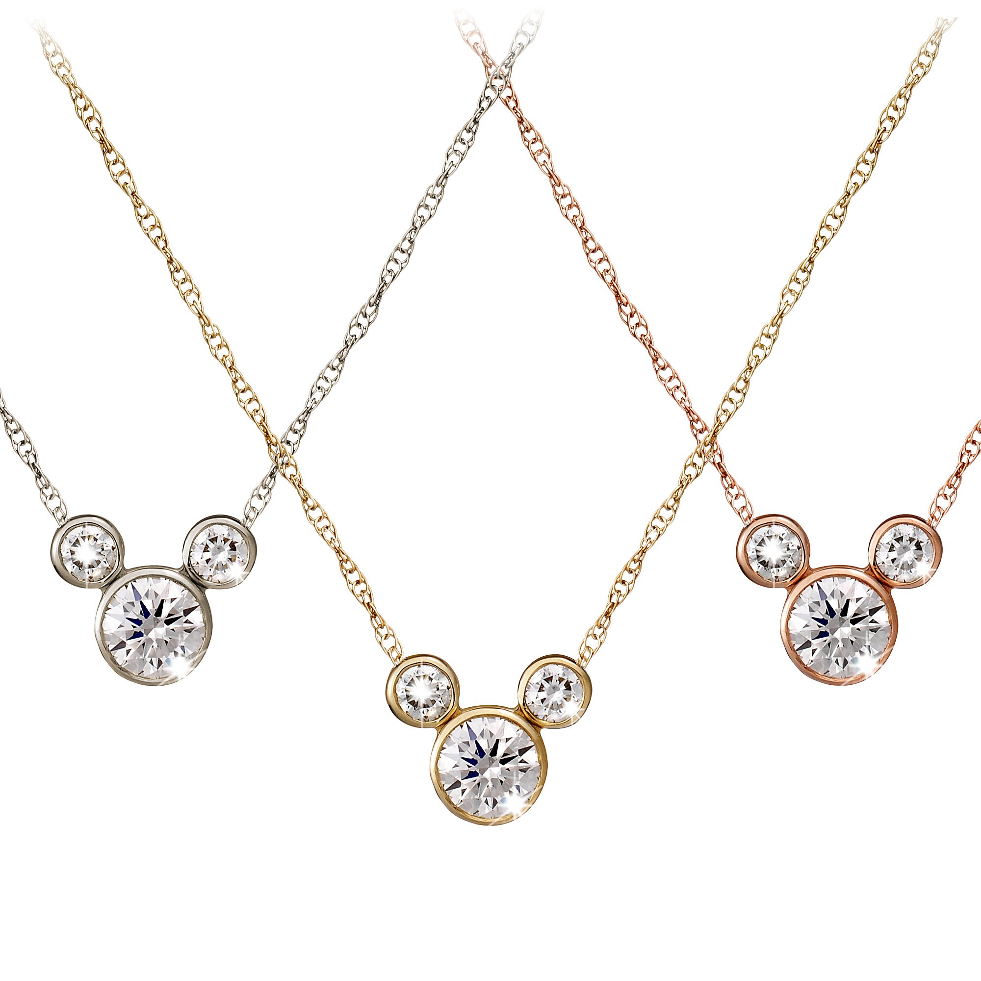 Mickey Mouse Diamond Icon Necklace - 18K - Large