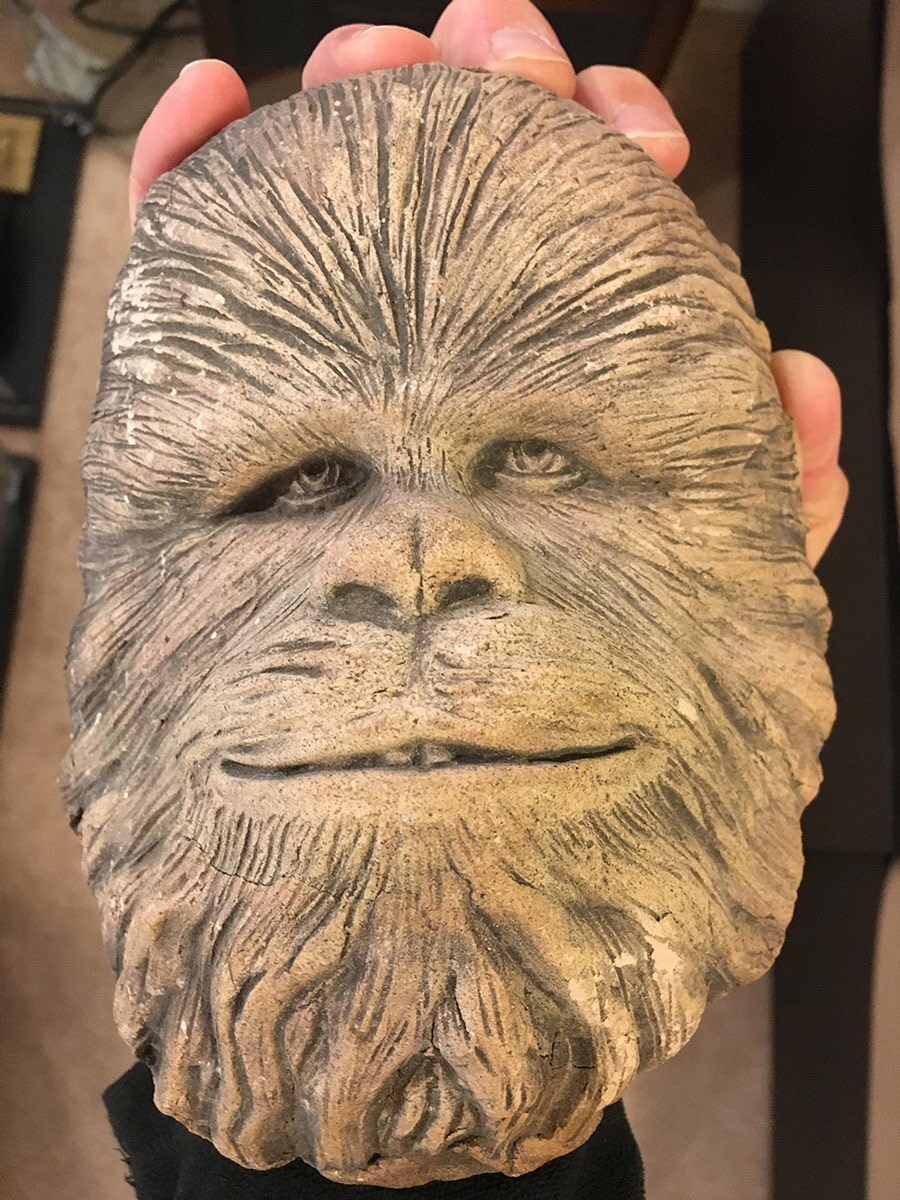 A Chewbacca tankard face sculpture, sculpted by pottery artist Jim Rumph.