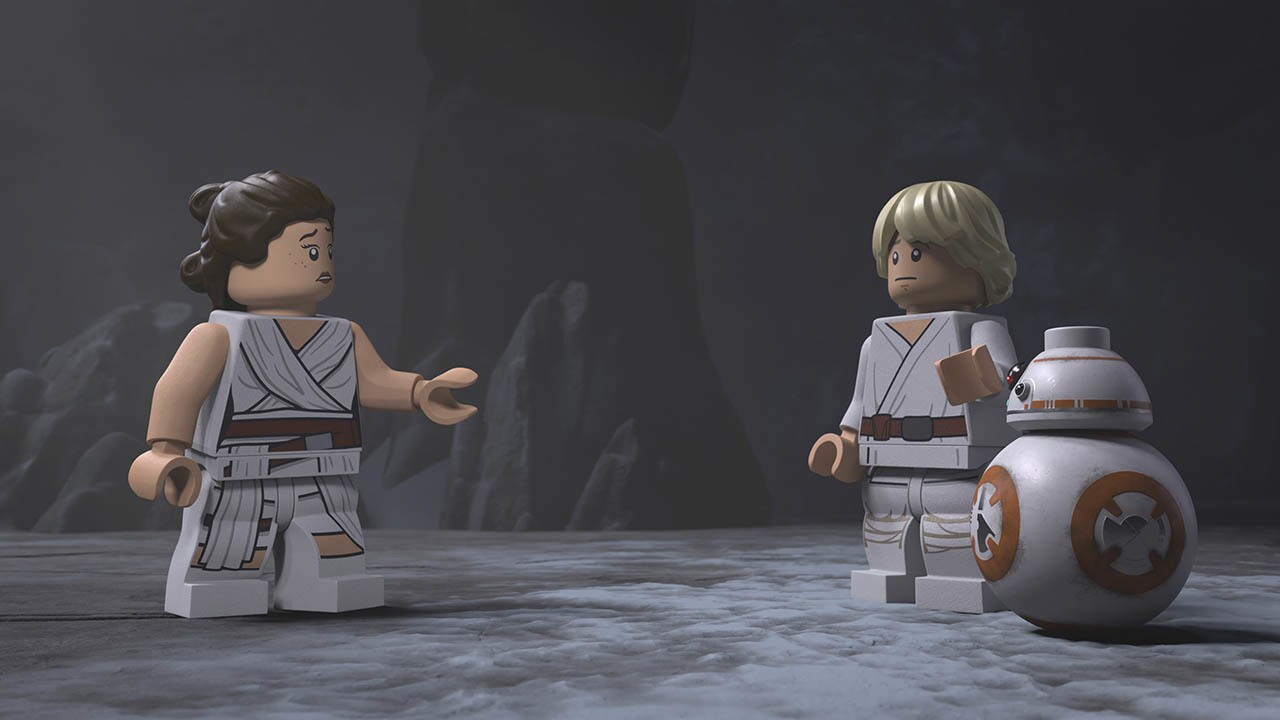 Rey and Luke in the LEGO Star Wars Holiday Special