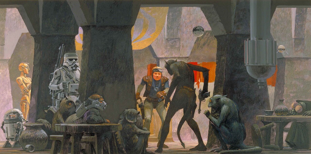 Early Star Wars concept art features Luke facing off against alien creatures that inspired the varmiks in Star Wars: The Force Awakens.