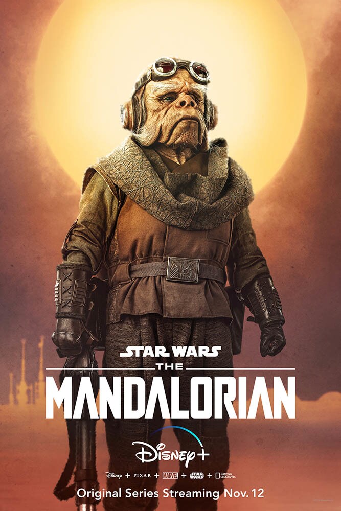 A character poster for The Mandalorian featuring Kuiil.