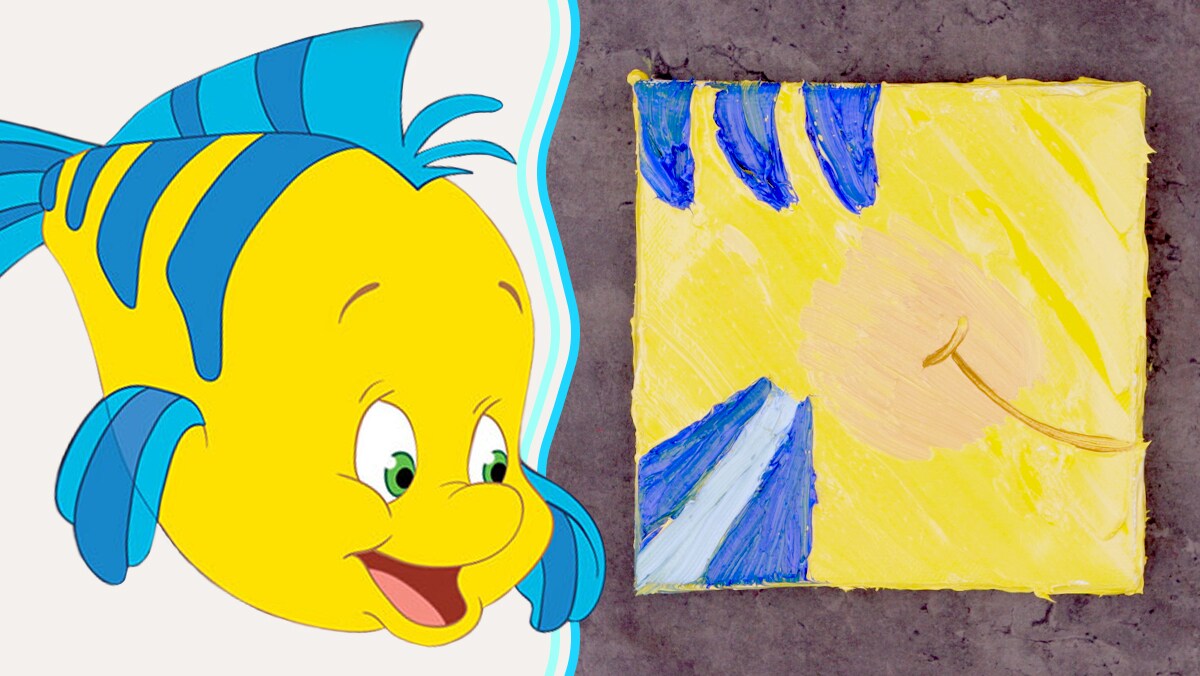 Oil Paint Art Inspired by Flounder from The Little Mermaid | Disney Family