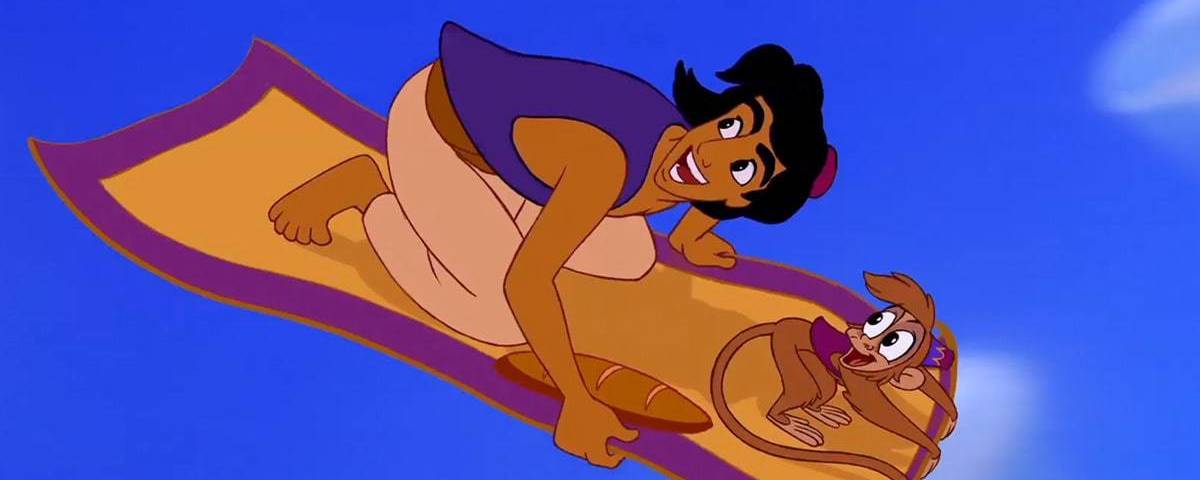 Aladdin and Abu ride Carpet.