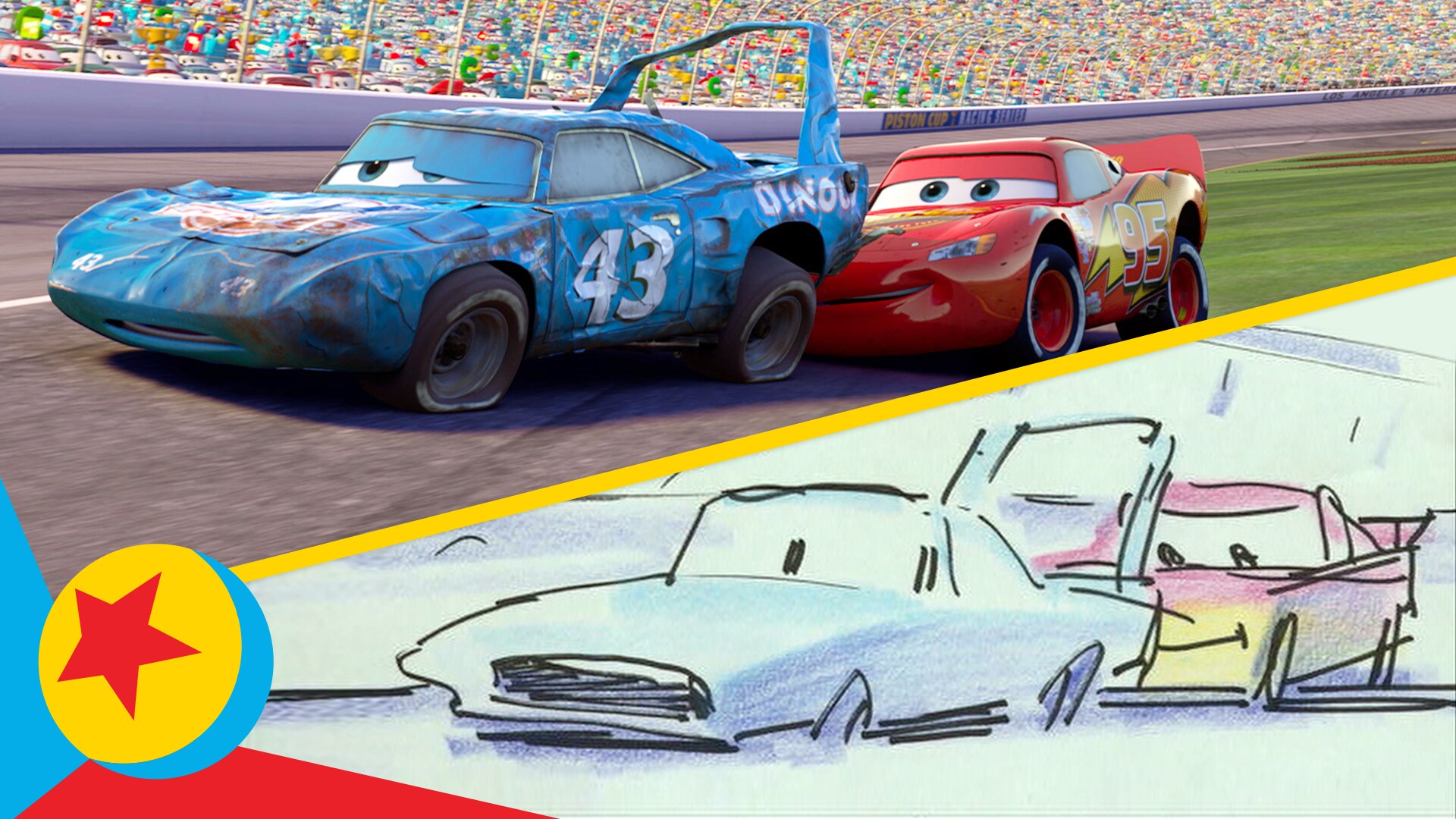 Lightning McQueen Helps the King | Pixar Side by Side | Pixar | Disney Video