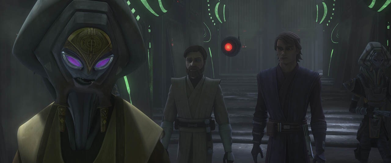 Obi-Wan and Anakin follow behind the Pykes