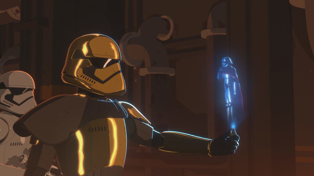 Commander Pyre speaks with Captain Phasma in Star Wars Resistance.