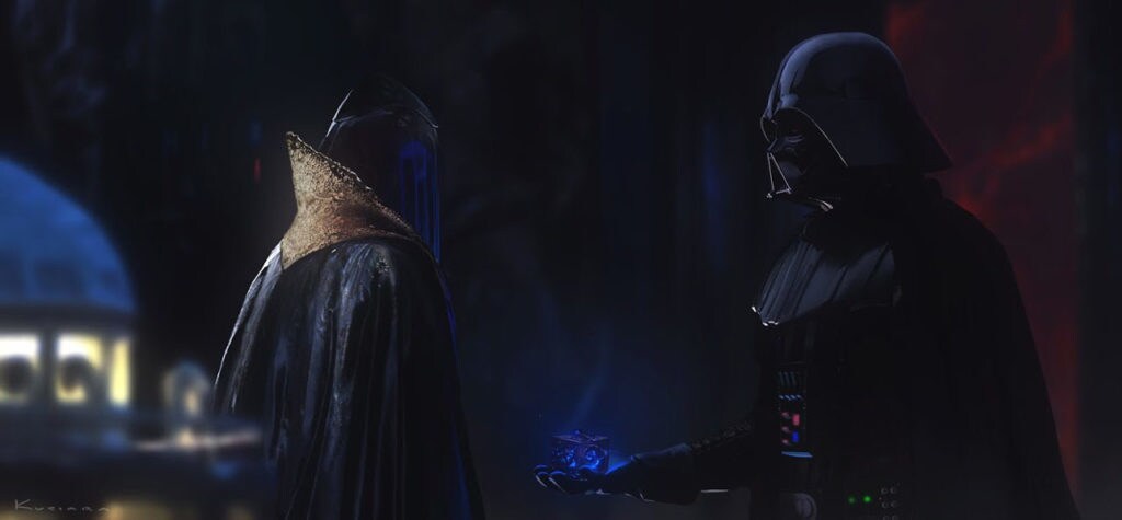 Concept art of the Black Bishop and Darth Vader in Vader Immortal - Episode I.