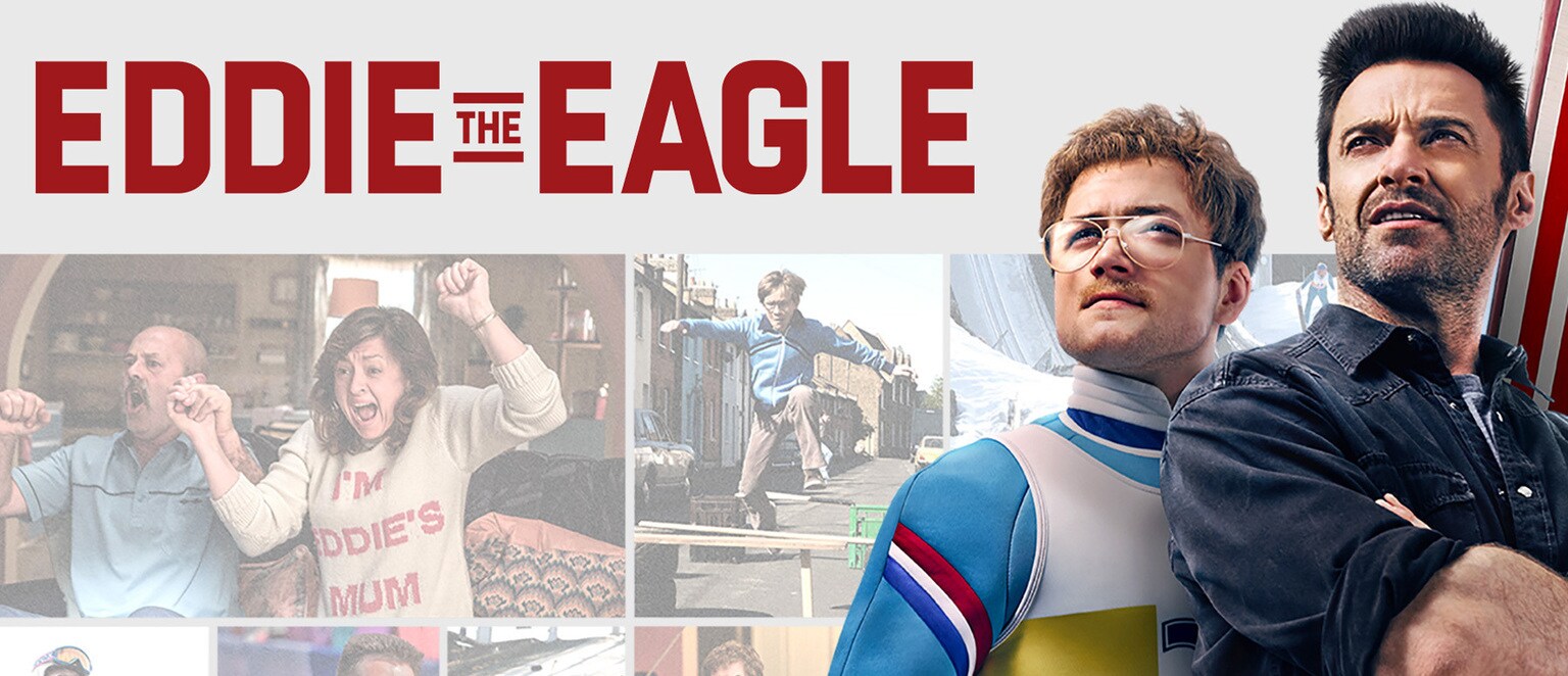 Actors Hugh Jackman and Taron Egerton from the movie "Eddie the Eagle"