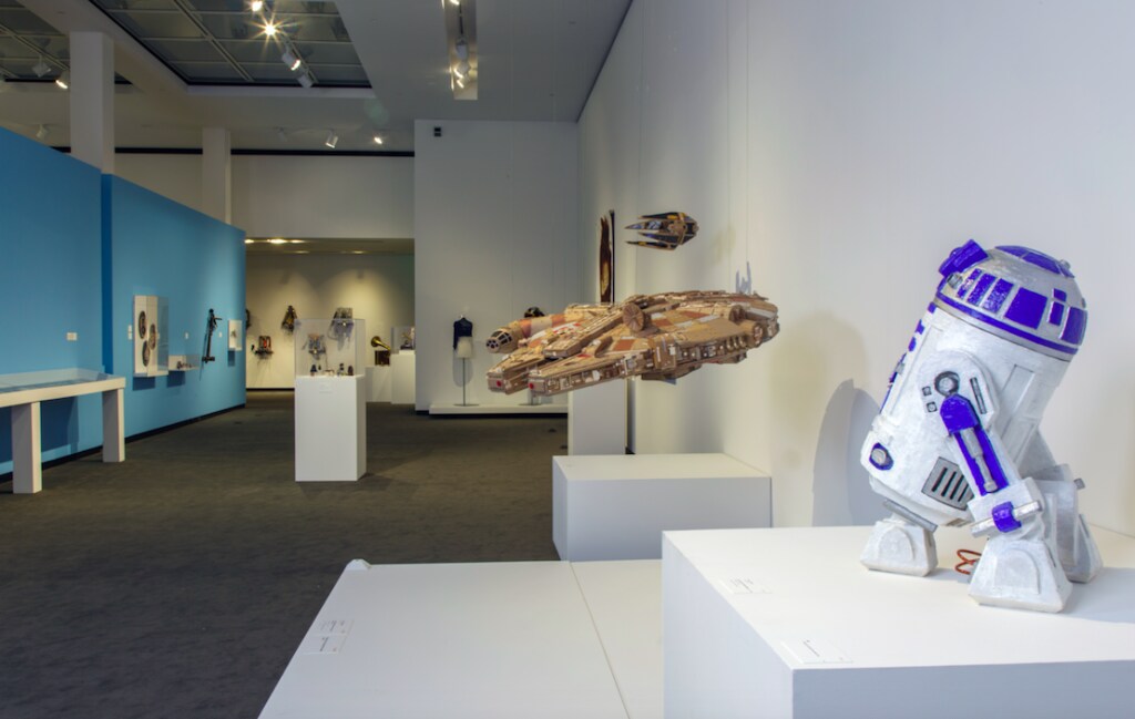 Millennium Falcon cardboard replica on display at the Racine Art Museum