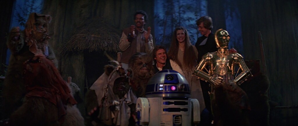 Final scene of Star Wars: Return of the Jedi.