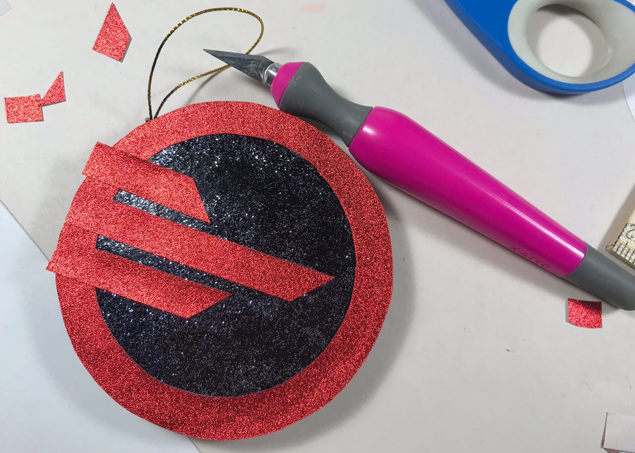 Adding detail to the Inferno Squad Christmas Tree ornament.