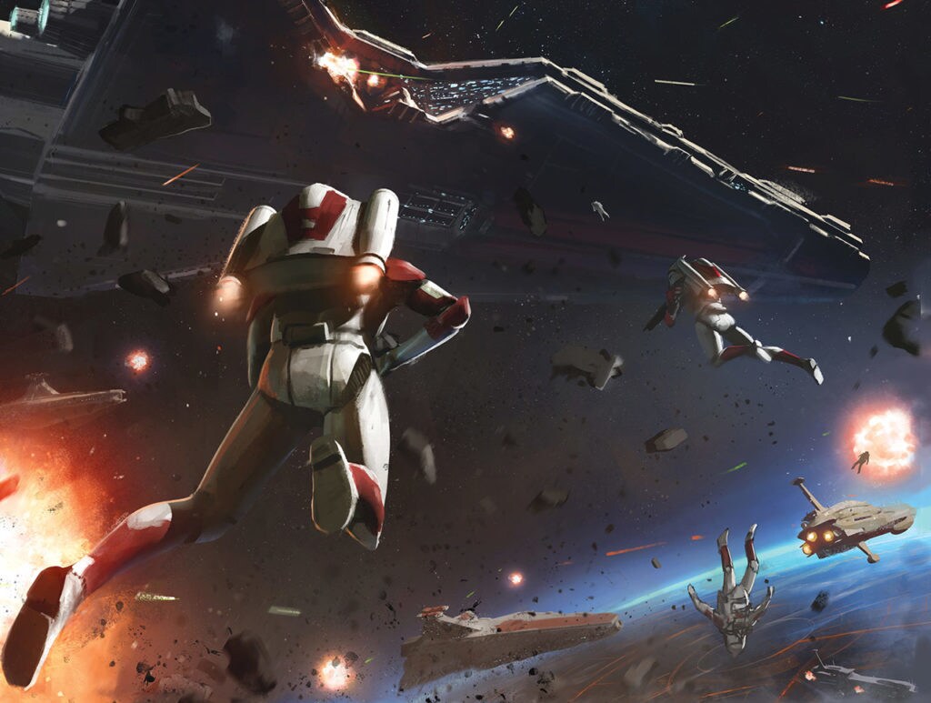 Clone jetpack troopers in the Battle of Coruscant.