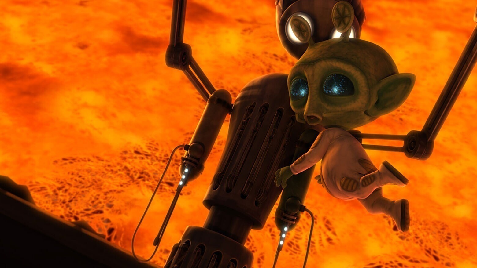 Wee Dunn and a a droid in The Clone Wars