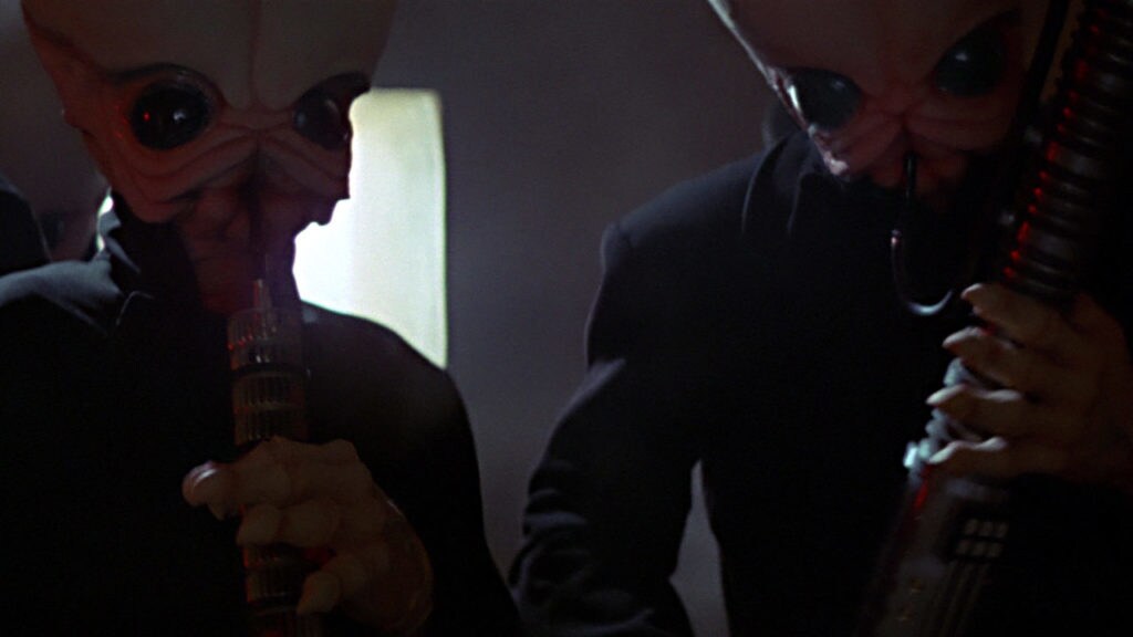 Figrin D'an and the Modal Nodes perform in the Mos Eisley cantina in Star Wars: A New Hope.