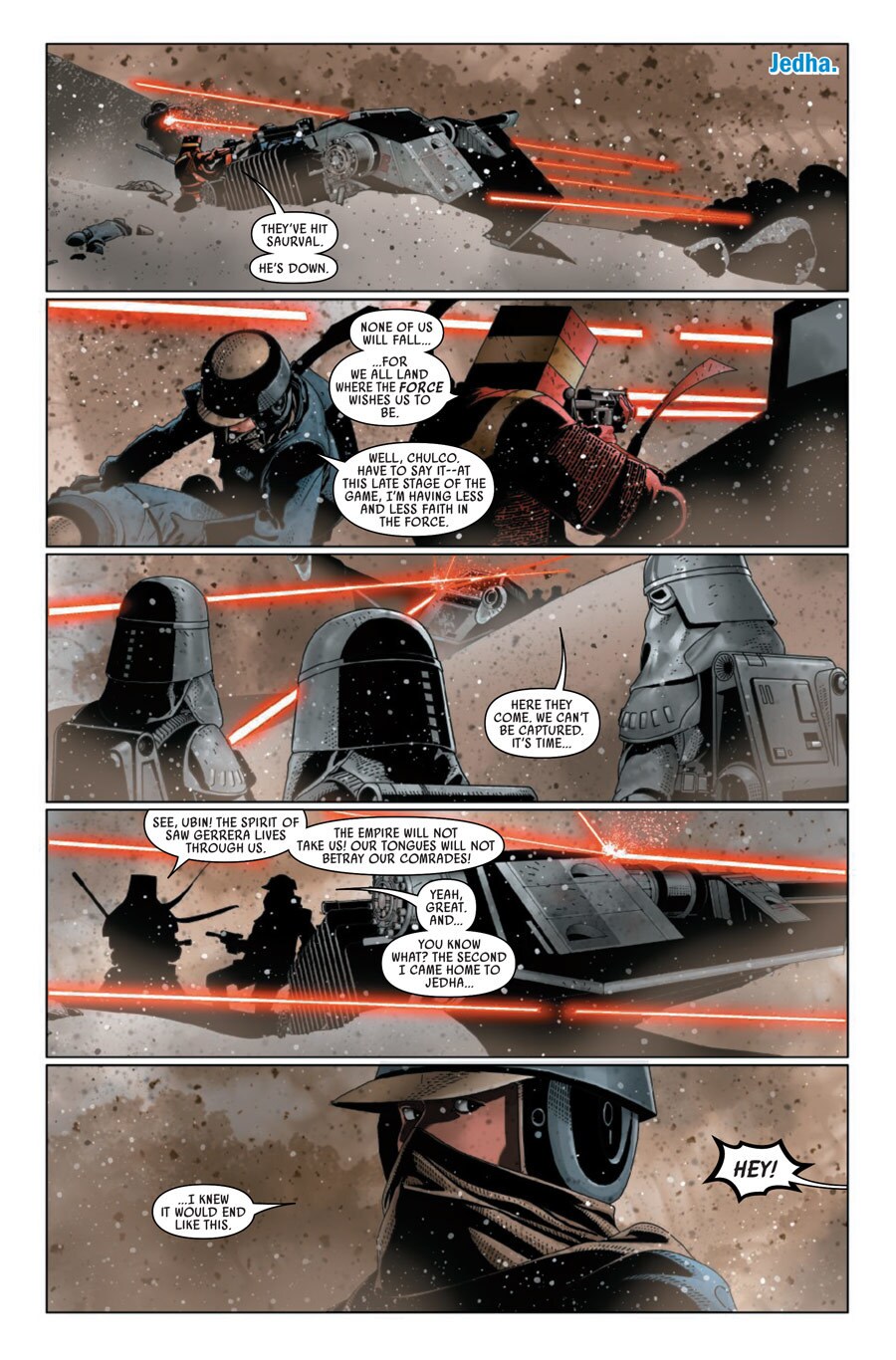 Chulco Gi and Ubin Des fight off Imperial forces in a comic strip.
