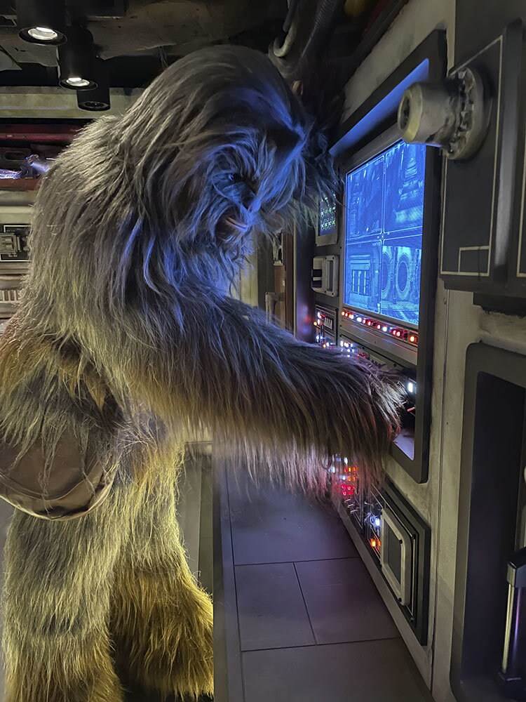 Chewbacca working at Star Wars: Cargo Bay