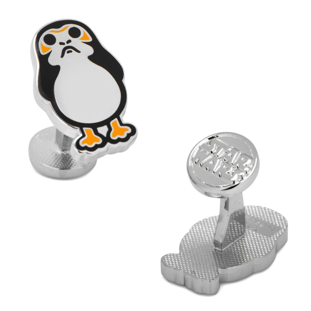 Cufflinks shaped like Porgs.