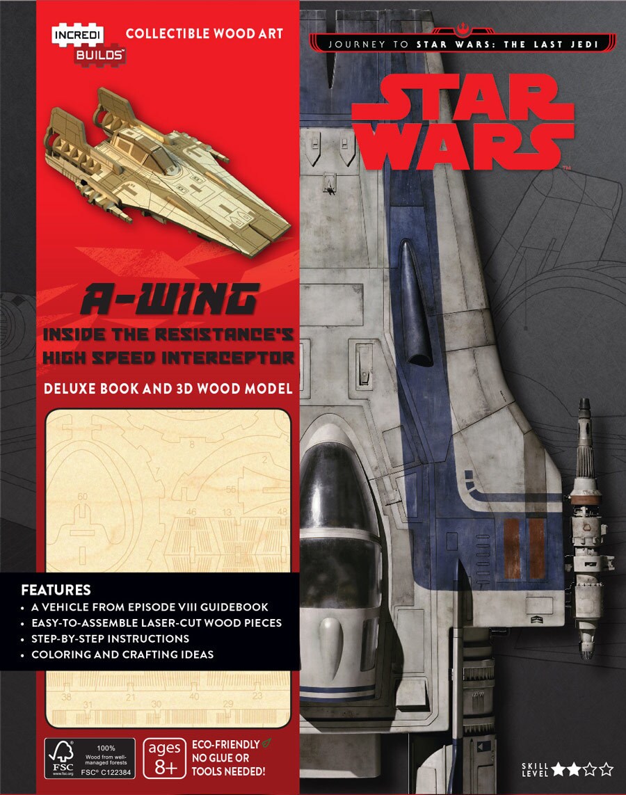 A book and kit to build a wood model of an A-wing.