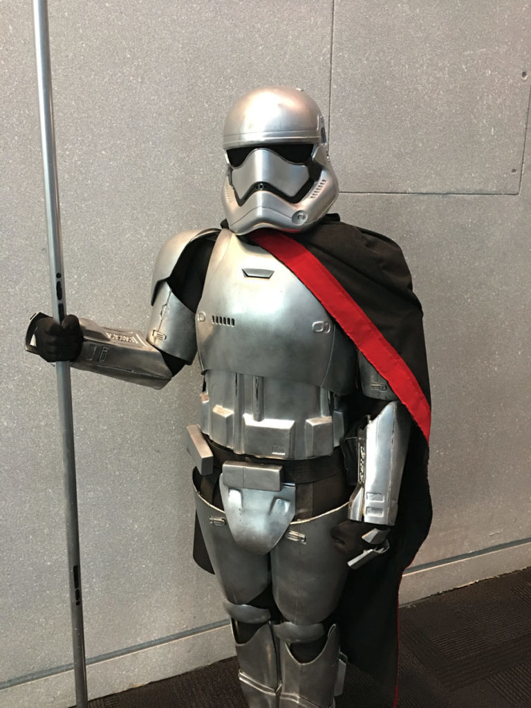 Cosplayer Alicia Pfaff dressed as Captain Phasma.