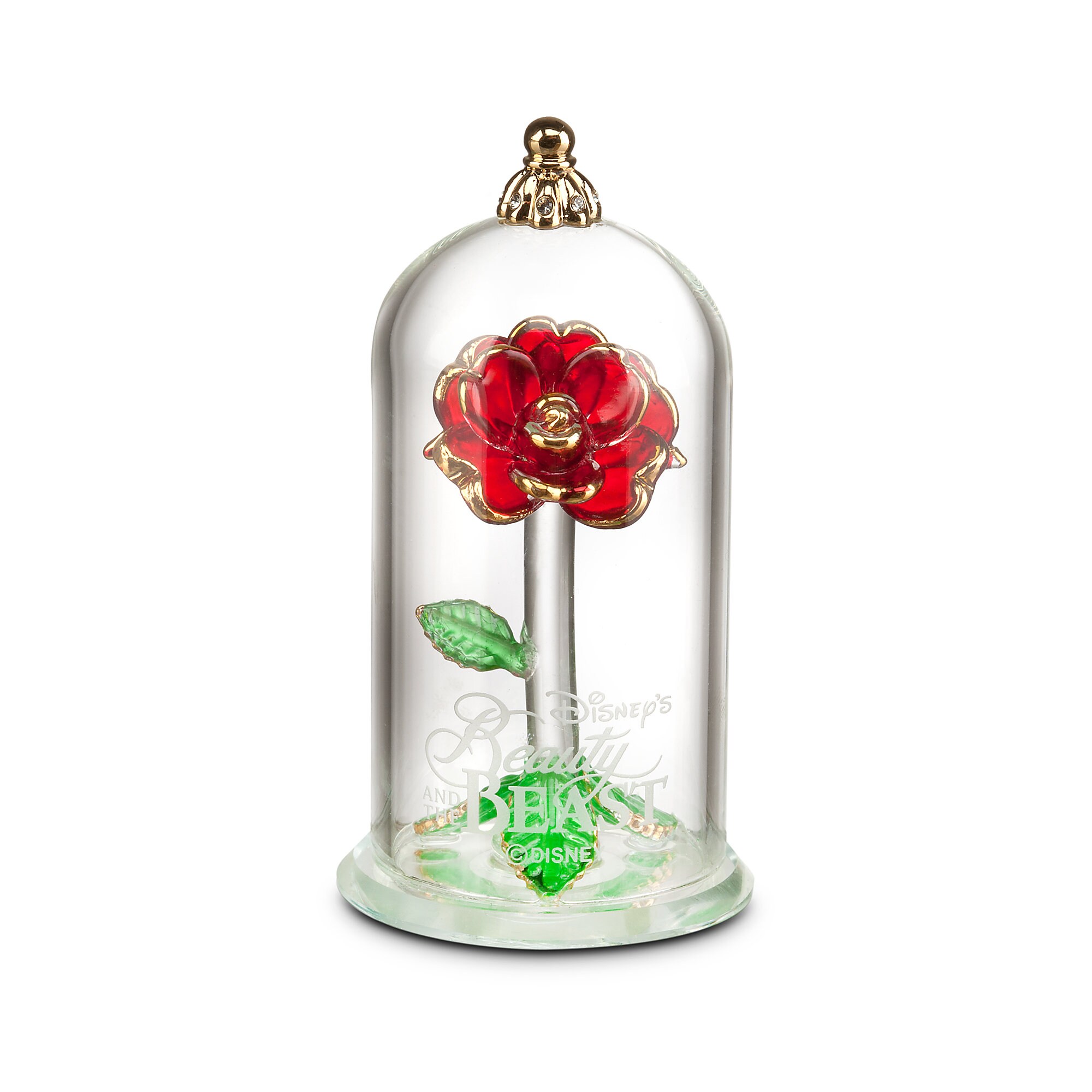 Beauty and the Beast Enchanted Rose Glass Sculpture by Arribas - Small