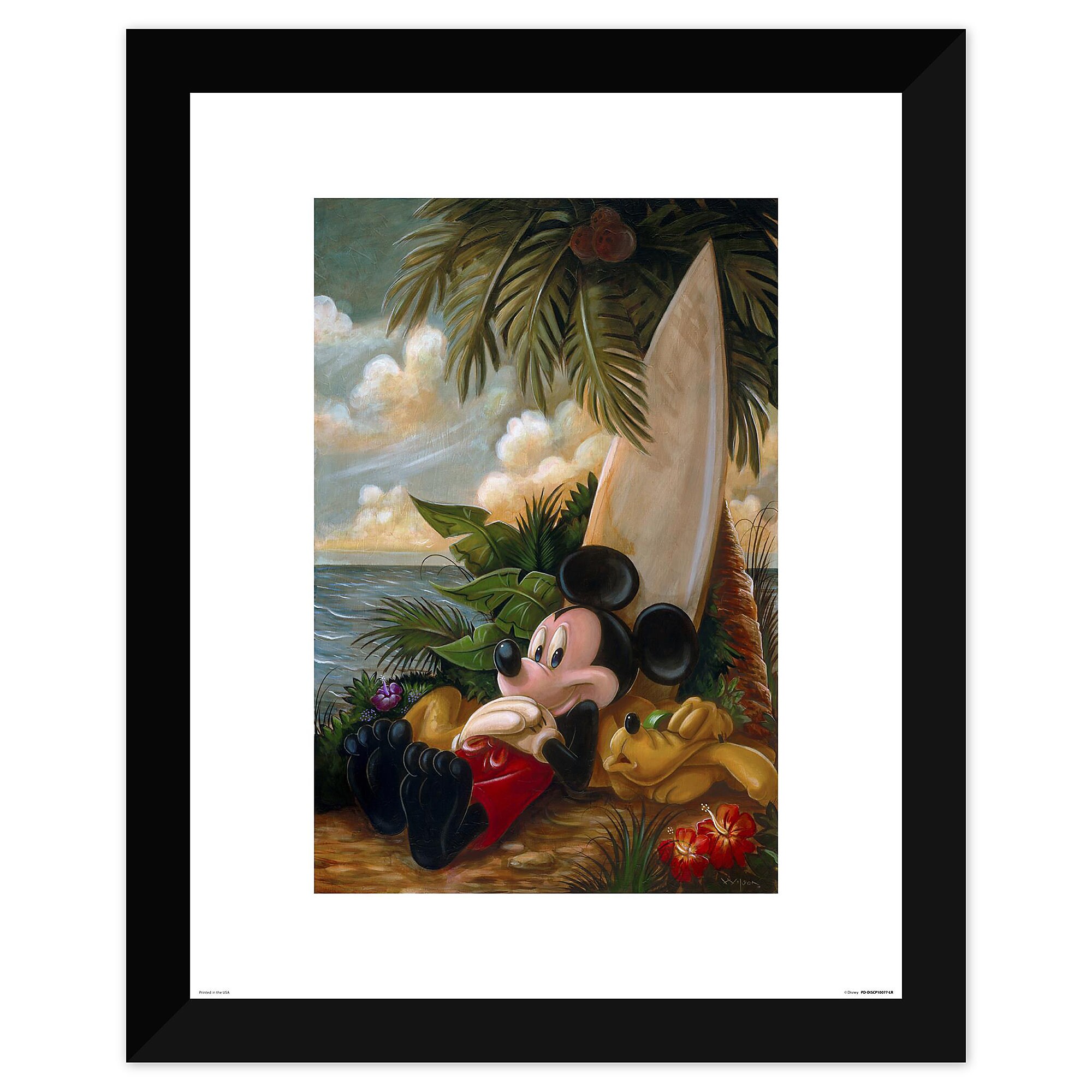 Mickey Mouse and Pluto ''Sundown Surfer Mickey Mouse'' Giclée by Darren Wilson