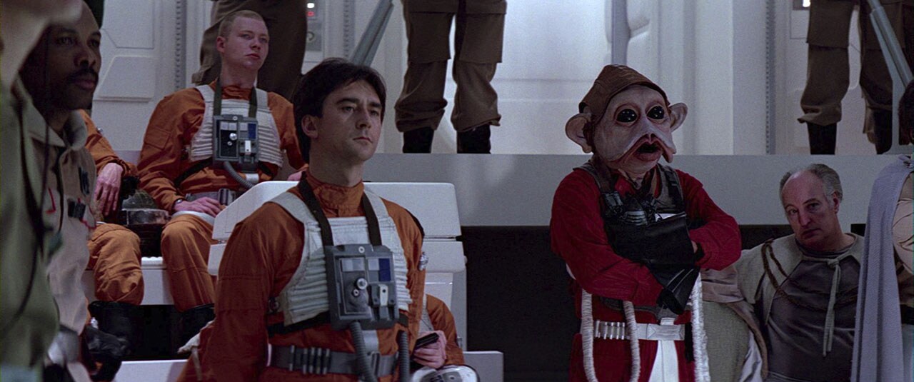 Wedge Antilles listening to the plan to attack the second Death Star
