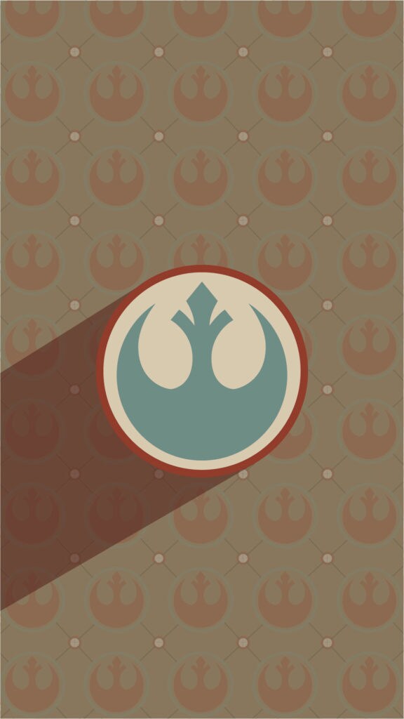 Mobile wallpaper of a light blue Alliance Starbird on a brown background with a lighter Alliance Starbird pattern from starwars.com.