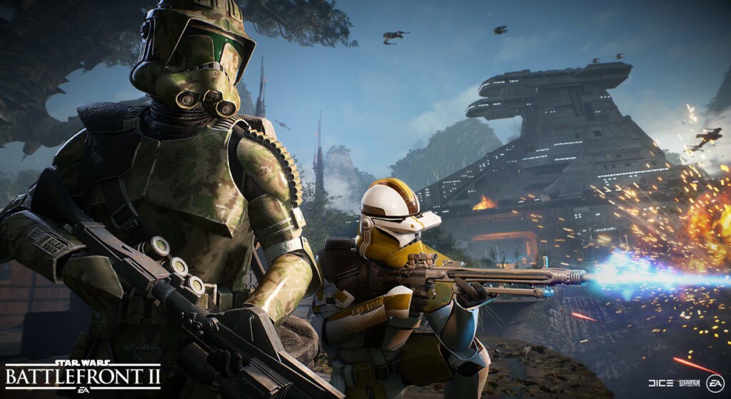 Two clone troopers in Star Wars Battlefront II.