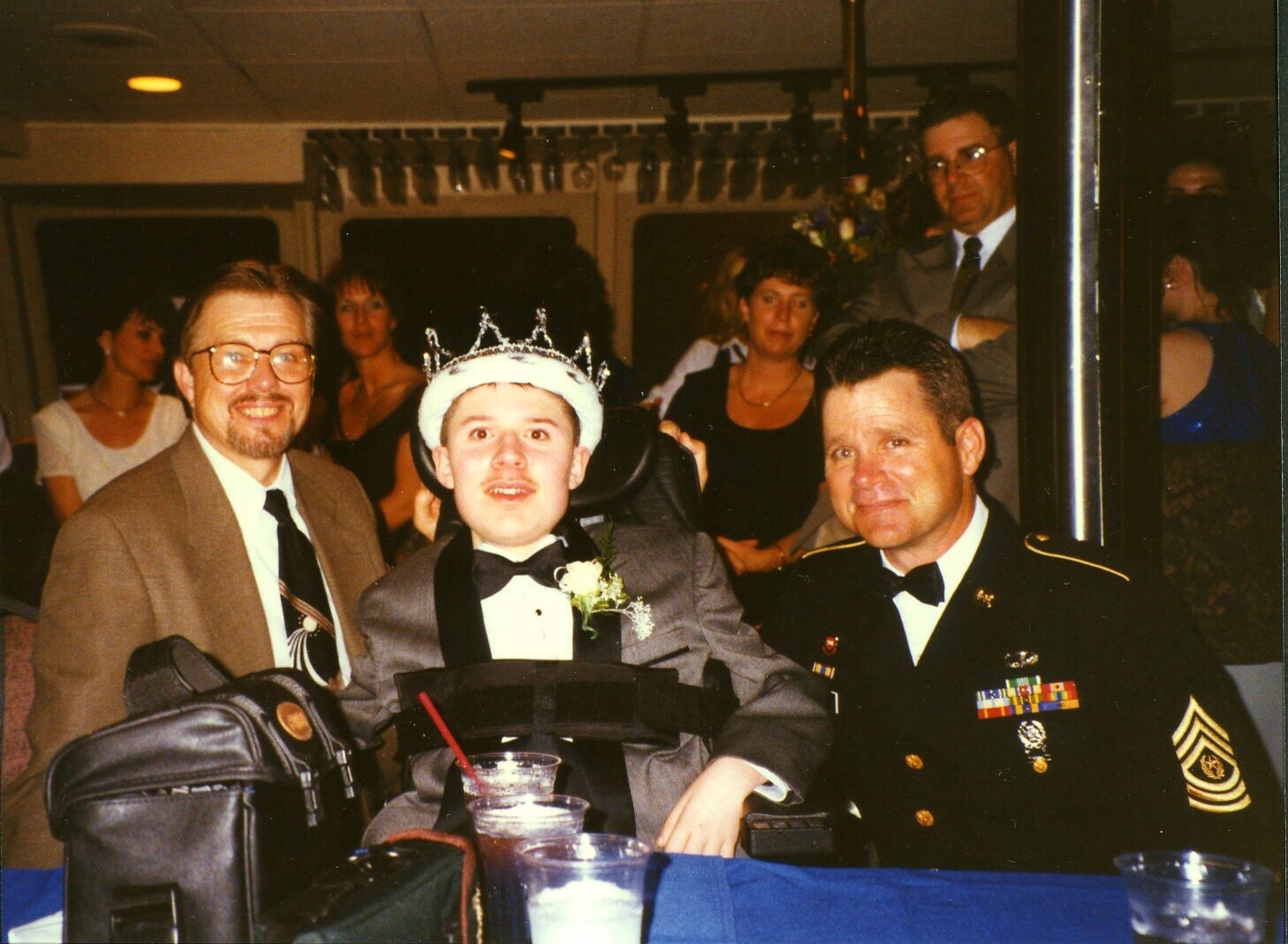 Crowned Prom King 1996 with Principal Peter McHugh (left) and Vice Principal Tom Crane.