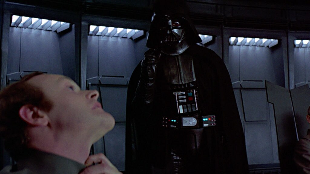 Darth Vader force chokes Admiral Motti in A New Hope.